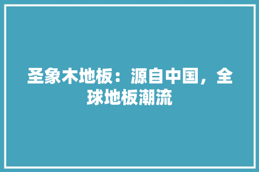 圣象木地板：源自中国，全球地板潮流 现代风格装饰