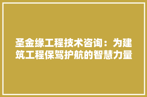 圣金缘工程技术咨询：为建筑工程保驾护航的智慧力量 现代风格装饰