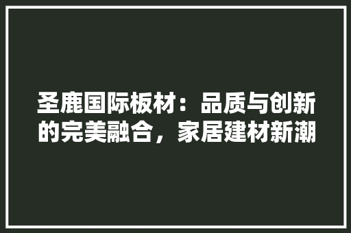 圣鹿国际板材：品质与创新的完美融合，家居建材新潮流 现代风格装饰