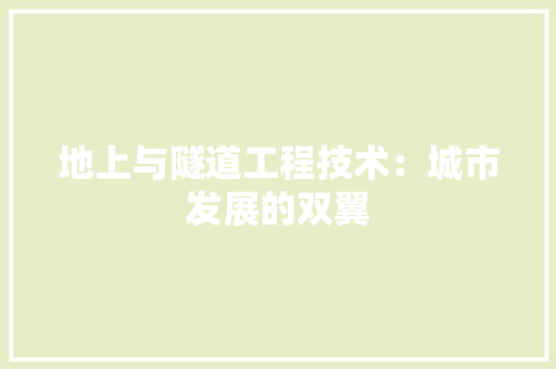 地上与隧道工程技术：城市发展的双翼 现代风格装饰