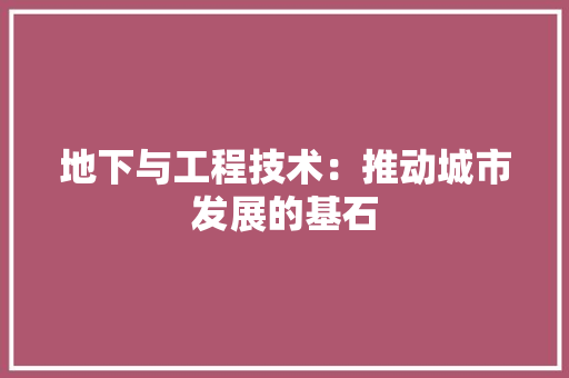 地下与工程技术：推动城市发展的基石 现代风格装饰