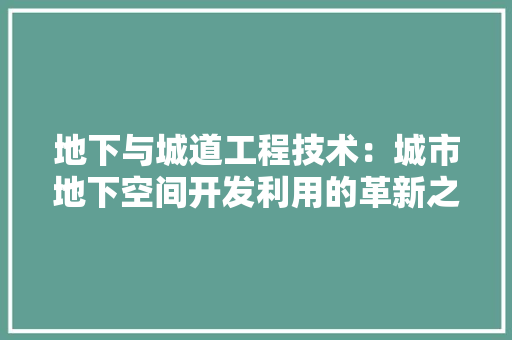地下与城道工程技术：城市地下空间开发利用的革新之路 现代风格装饰