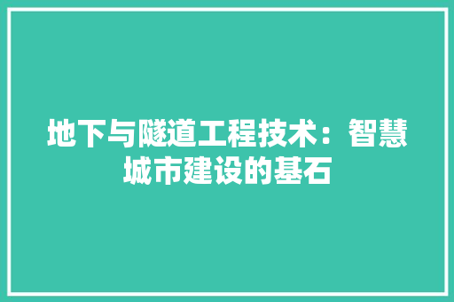 地下与隧道工程技术：智慧城市建设的基石 现代风格装饰