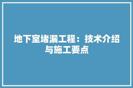 地下室堵漏工程：技术介绍与施工要点 现代风格装饰