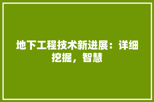 地下工程技术新进展：详细挖掘，智慧 现代风格装饰