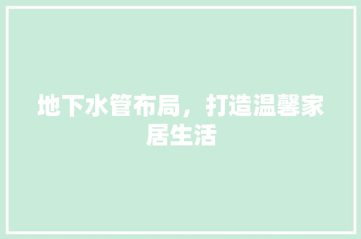 地下水管布局，打造温馨家居生活 现代风格装饰