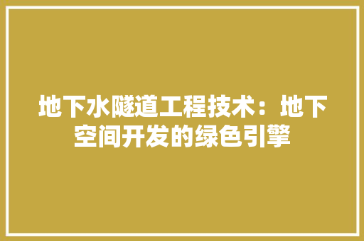 地下水隧道工程技术：地下空间开发的绿色引擎 现代风格装饰