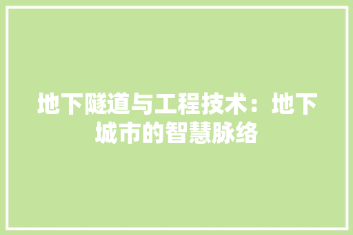 地下隧道与工程技术：地下城市的智慧脉络 现代风格装饰