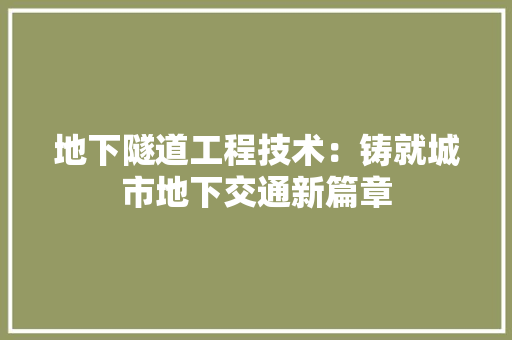 地下隧道工程技术：铸就城市地下交通新篇章 现代风格装饰