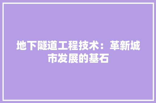 地下隧道工程技术：革新城市发展的基石 现代风格装饰