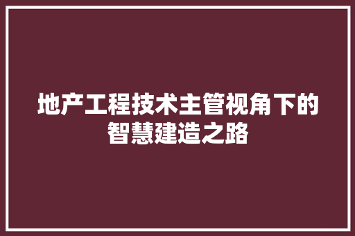 地产工程技术主管视角下的智慧建造之路 现代风格装饰