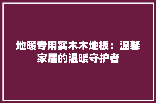 地暖专用实木木地板：温馨家居的温暖守护者 现代风格装饰