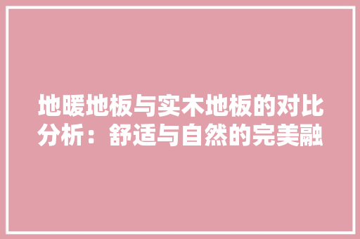 地暖地板与实木地板的对比分析：舒适与自然的完美融合 现代风格装饰