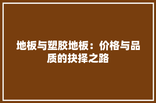 地板与塑胶地板：价格与品质的抉择之路 现代风格装饰