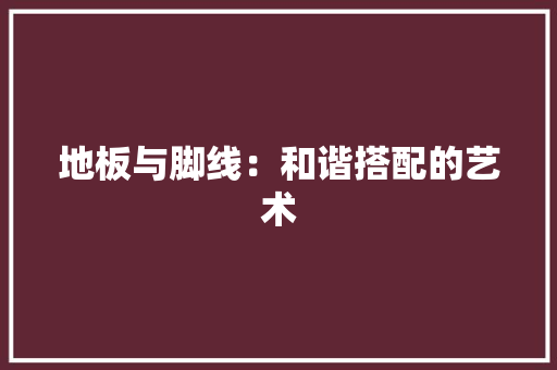 地板与脚线：和谐搭配的艺术 现代风格装饰