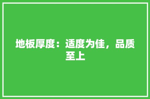 地板厚度：适度为佳，品质至上 现代风格装饰