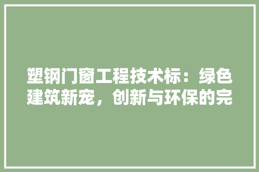 塑钢门窗工程技术标：绿色建筑新宠，创新与环保的完美融合 现代风格装饰