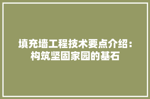 填充墙工程技术要点介绍：构筑坚固家园的基石 现代风格装饰