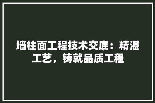 墙柱面工程技术交底：精湛工艺，铸就品质工程 现代风格装饰