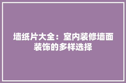 墙纸片大全：室内装修墙面装饰的多样选择 现代风格装饰