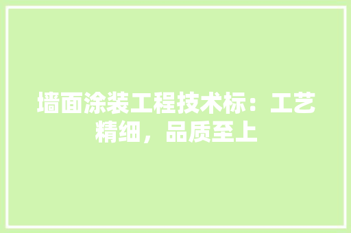 墙面涂装工程技术标：工艺精细，品质至上 现代风格装饰