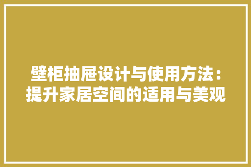 壁柜抽屉设计与使用方法：提升家居空间的适用与美观 现代风格装饰