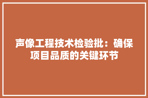 声像工程技术检验批：确保项目品质的关键环节 现代风格装饰