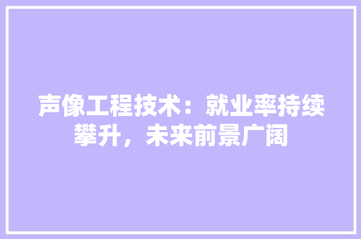 声像工程技术：就业率持续攀升，未来前景广阔 现代风格装饰
