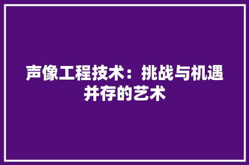 声像工程技术：挑战与机遇并存的艺术 现代风格装饰
