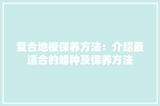 复合地板保养方法：介绍最适合的蜡种及保养方法 现代风格装饰