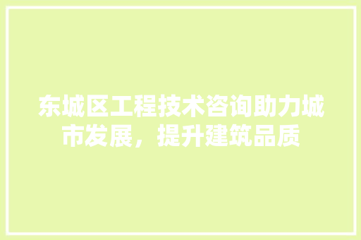 东城区工程技术咨询助力城市发展，提升建筑品质