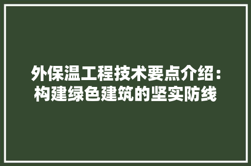 外保温工程技术要点介绍：构建绿色建筑的坚实防线 现代风格装饰