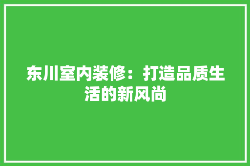 东川室内装修：打造品质生活的新风尚 家居装修