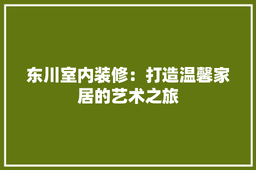 东川室内装修：打造温馨家居的艺术之旅 家居装修