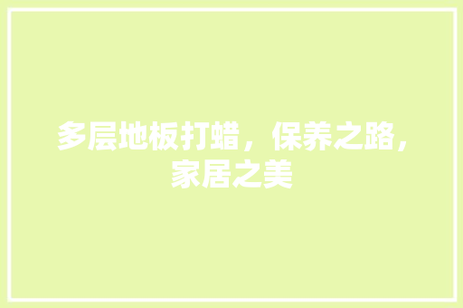 多层地板打蜡，保养之路，家居之美 现代风格装饰