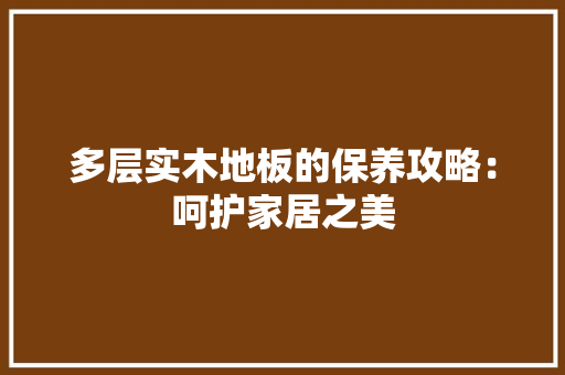 多层实木地板的保养攻略：呵护家居之美 现代风格装饰