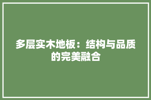 多层实木地板：结构与品质的完美融合 现代风格装饰