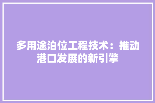 多用途泊位工程技术：推动港口发展的新引擎 现代风格装饰