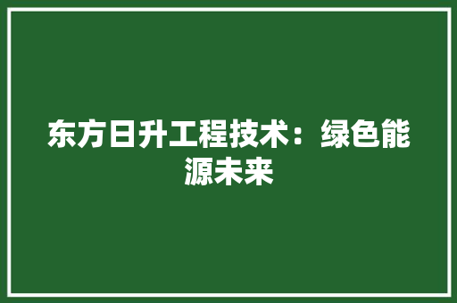 东方日升工程技术：绿色能源未来 家居装修