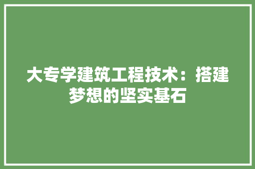 大专学建筑工程技术：搭建梦想的坚实基石 现代风格装饰