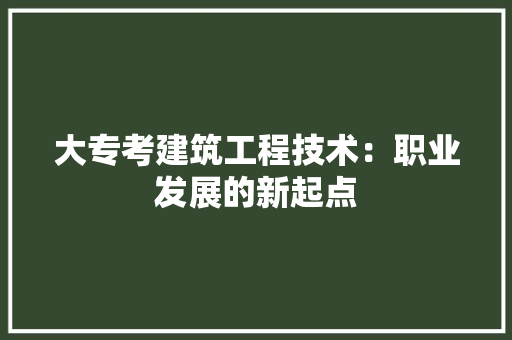 大专考建筑工程技术：职业发展的新起点 现代风格装饰