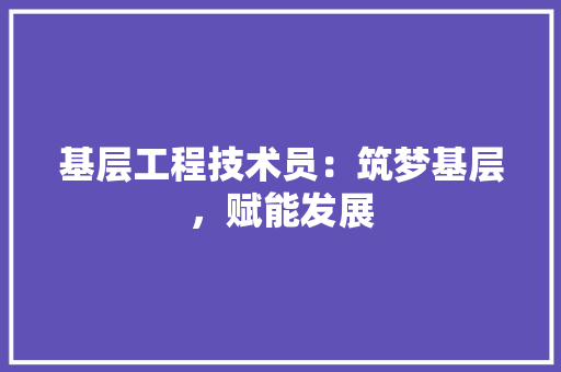 基层工程技术员：筑梦基层，赋能发展 现代风格装饰
