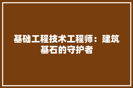 基础工程技术工程师：建筑基石的守护者 现代风格装饰