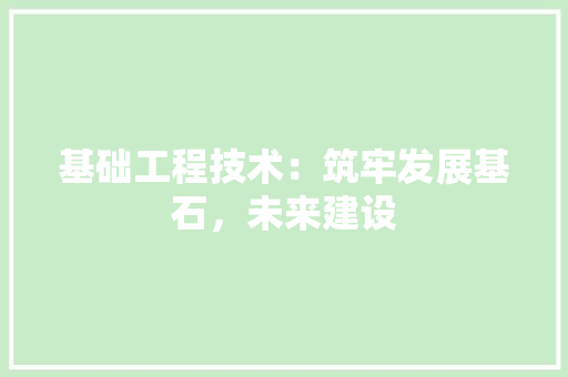 基础工程技术：筑牢发展基石，未来建设 现代风格装饰