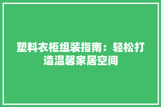 塑料衣柜组装指南：轻松打造温馨家居空间 现代风格装饰