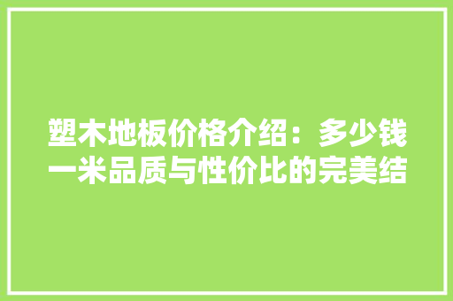 塑木地板价格介绍：多少钱一米品质与性价比的完美结合 现代风格装饰