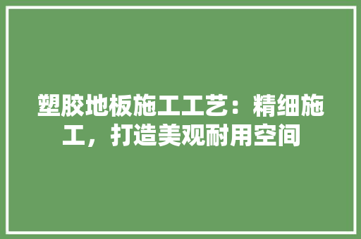 塑胶地板施工工艺：精细施工，打造美观耐用空间 现代风格装饰