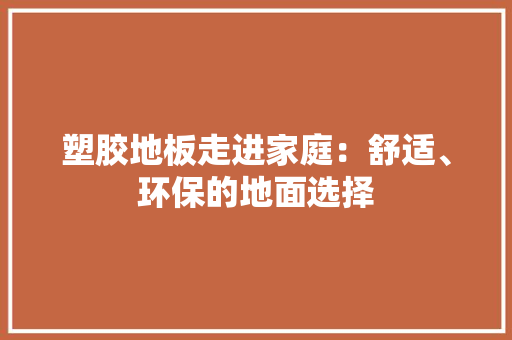 塑胶地板走进家庭：舒适、环保的地面选择 现代风格装饰