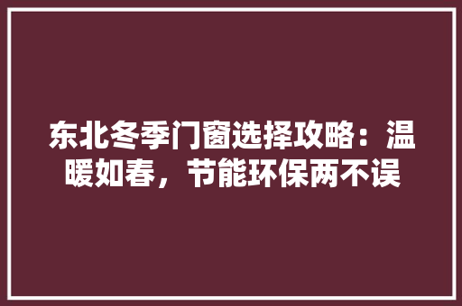 东北冬季门窗选择攻略：温暖如春，节能环保两不误 家居装修