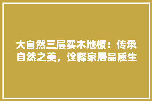 大自然三层实木地板：传承自然之美，诠释家居品质生活 现代风格装饰